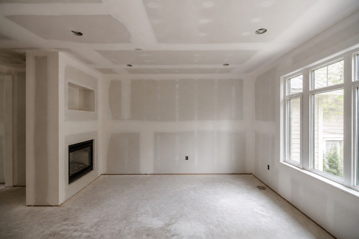 Water damage drywall replacement — single-family home — after