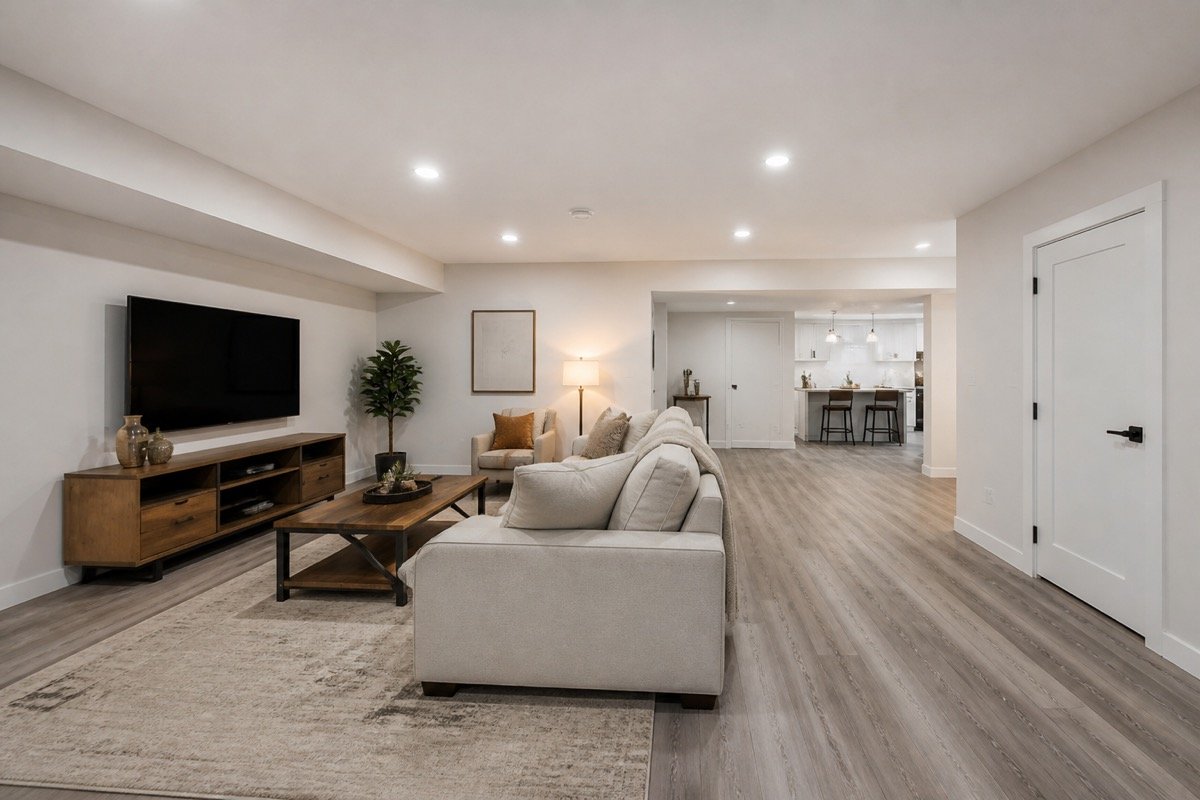 Basement renovation drywall and soundproofing — completed